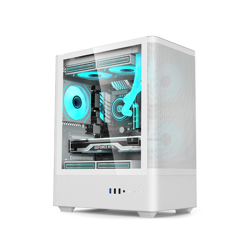 硕一星际U620台式机电脑matx主机箱白色亚克力曲面侧透海景房机箱