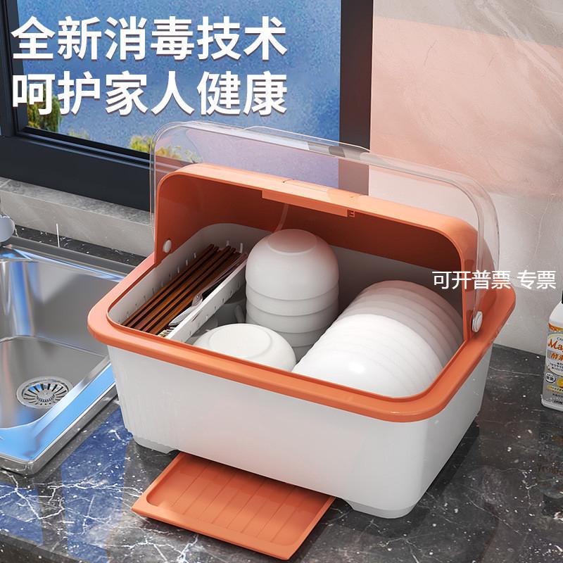 放碗筷收纳盒碗碟碗盘收纳架带盖消毒碗柜家用装餐具放碗收纳箱