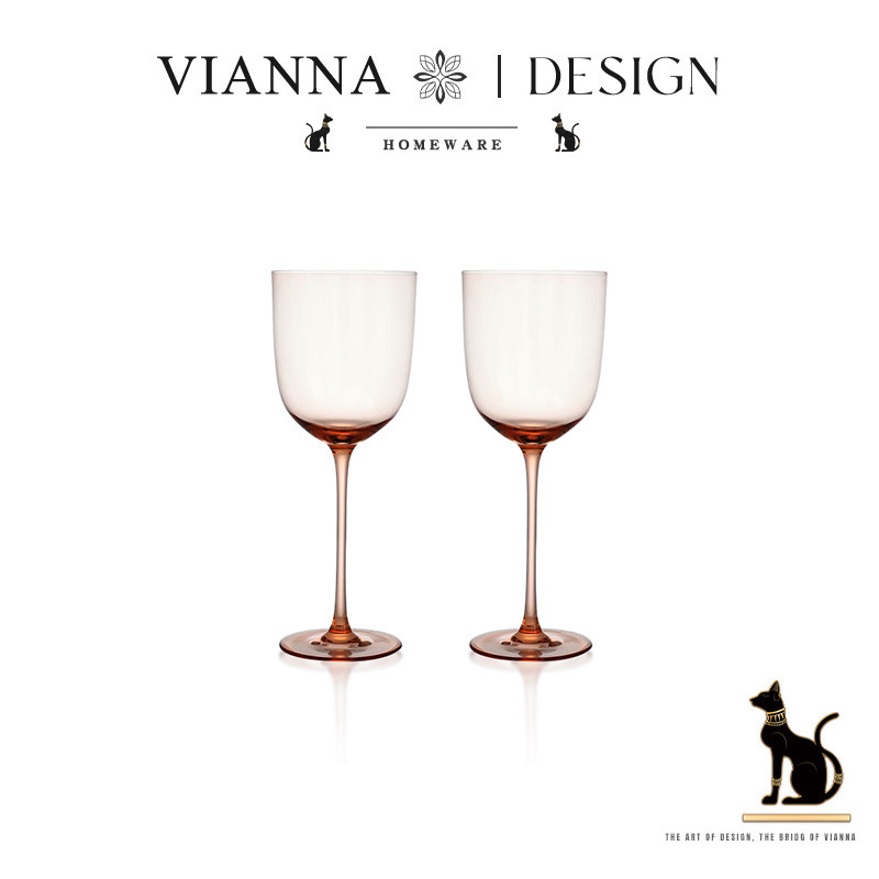 VIANNA丨玫粉·BTDU高档中古玻璃高脚红酒杯小众香槟杯甜酒杯水杯