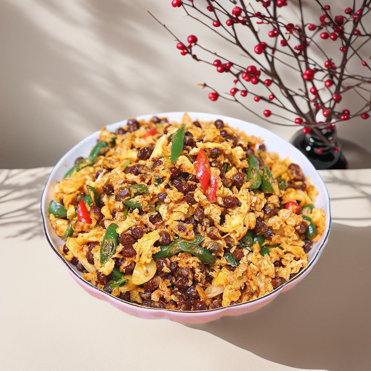 盐豆炒鸡蛋250g辣椒炒草捂臭干盐豆徐州邳州新沂特产