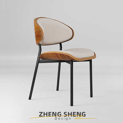 餐椅家用实木中古风靠背椅子高级设计餐桌椅意式极简酒店餐厅凳子