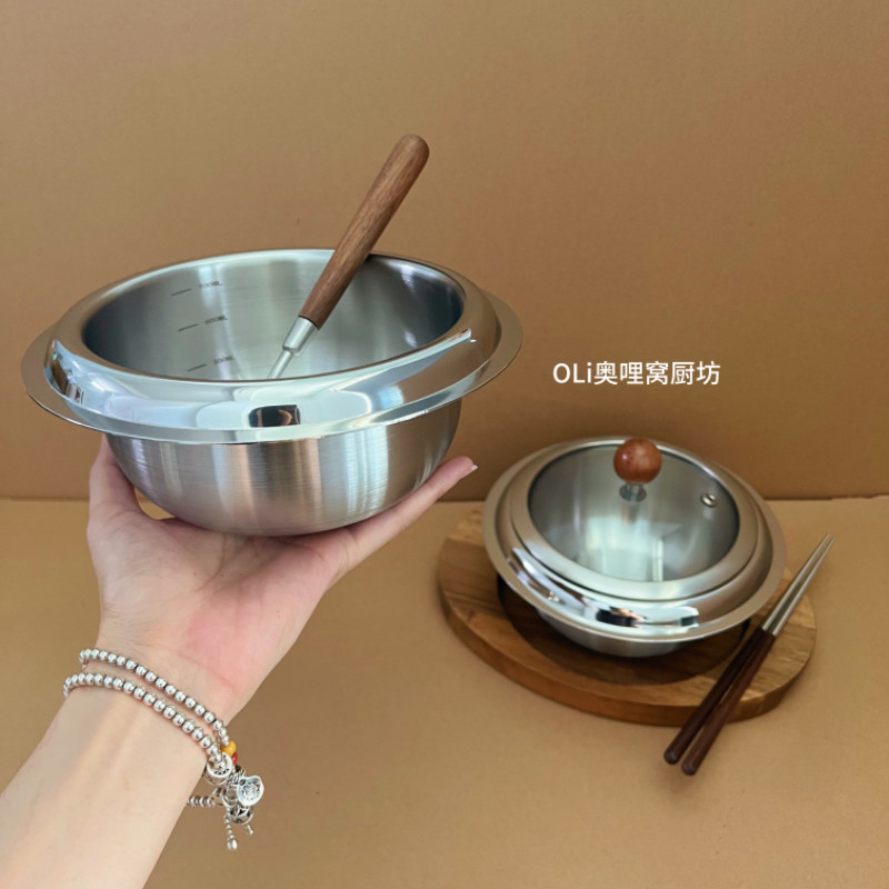 不锈钢304韩式石锅拌饭专用锅家用泡面炖盅煲仔饭砂锅酱汤米线碗