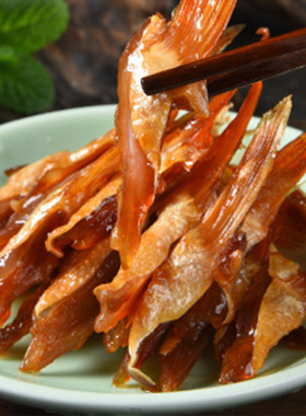 三文鱼鱼鳍温州特产零食下酒菜煎炸蒸洒店同酱油腌制