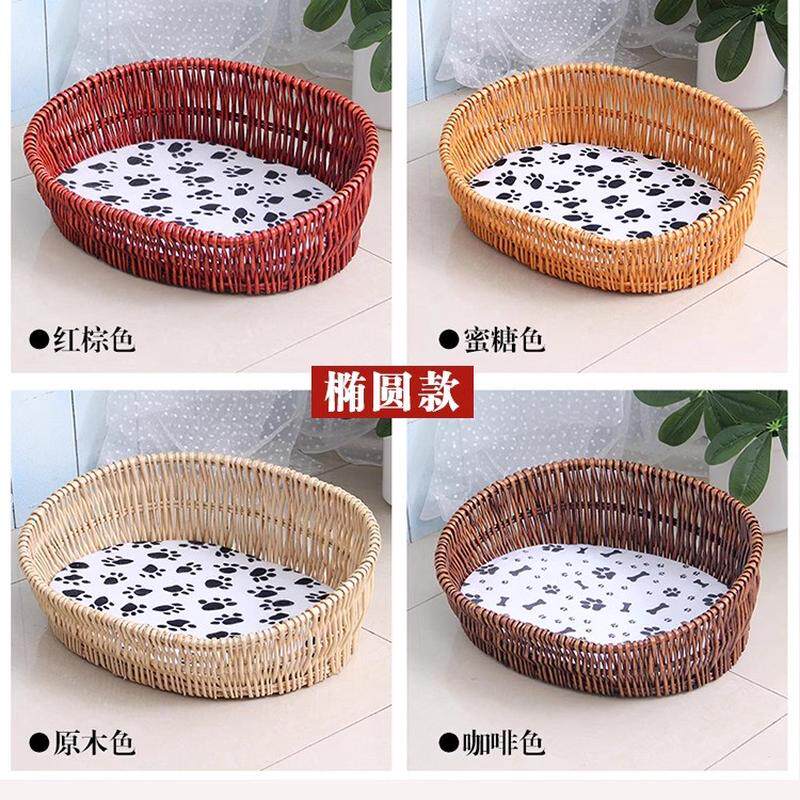 竹编藤编大中小型手工狗篮子狗窝动物猫窝夏季冰窝舒适耐脏可厂家