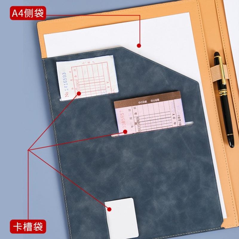 a4多功能夹文件夹皮革经理夹皮质磁吸合同商务商务可印logo签厂家
