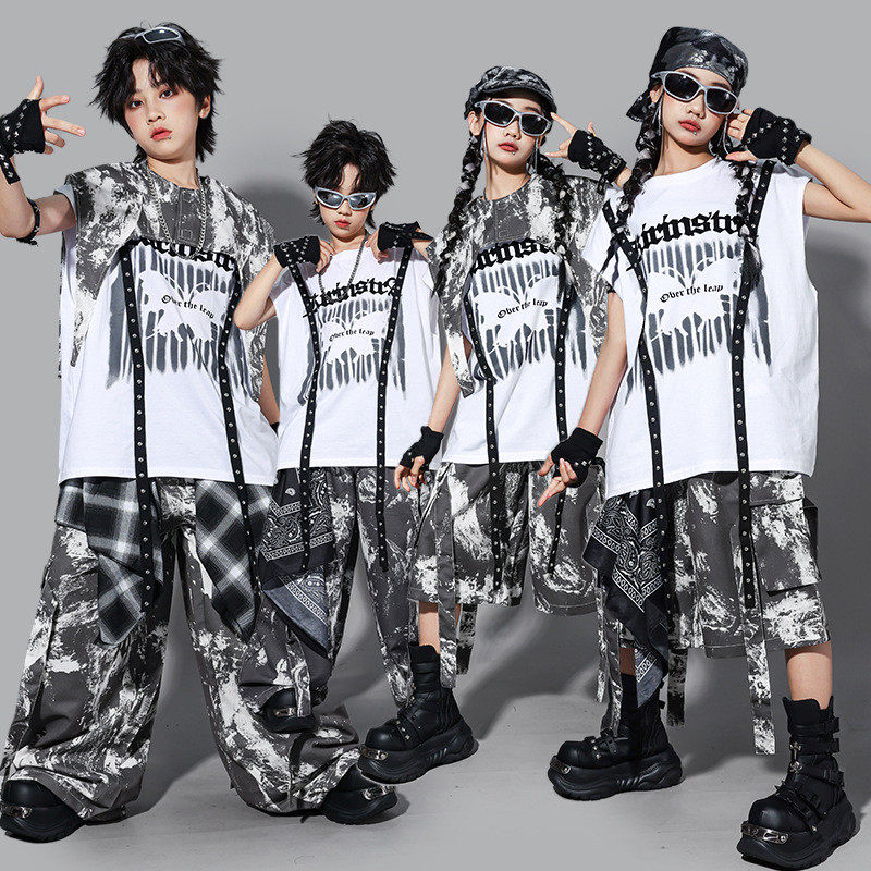 儿童hiphop街舞演出服服装嘻哈迷彩套装少儿炸街表演男童厂家