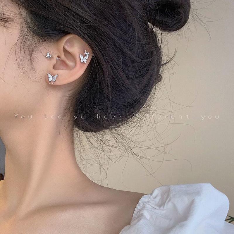 新品2025新款潮甜美小蝴蝶耳环耳钉女耳夹仙气森系超仙无耳洞耳骨