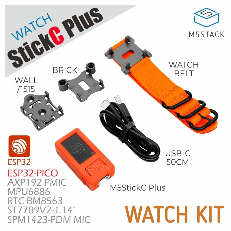 官方M5Stack StickC Plus 可穿戴手表套件 ESP32 物联网IoT开发板