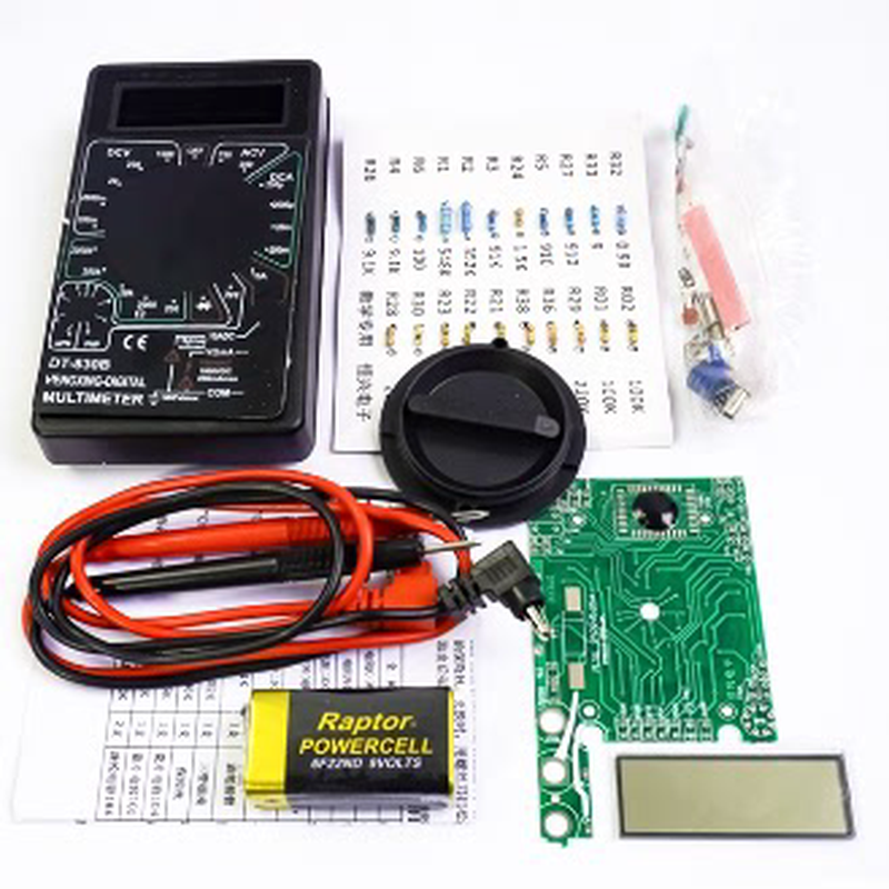正品教学实验  数字万用表套件散件 白盒DT830B电路板制作diy套件