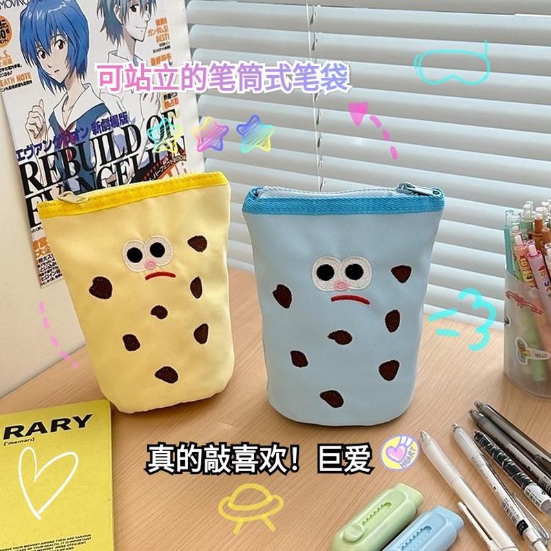 新款高颜值笔筒式笔袋可爱卡通创意竖翻文具收纳袋学生圆筒铅笔盒
