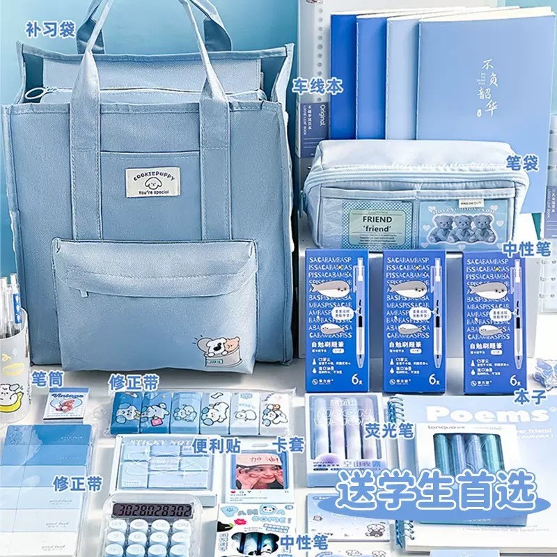 文具套装ins高颜值大容量收纳袋男生女生笔袋补习袋手账开学礼物