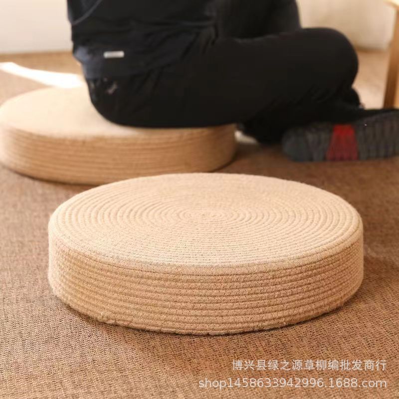 麻绳圆形坐垫阳台禅修垫榻榻米垫子家用黄麻蒲团打坐禅垫瑜伽盘腿