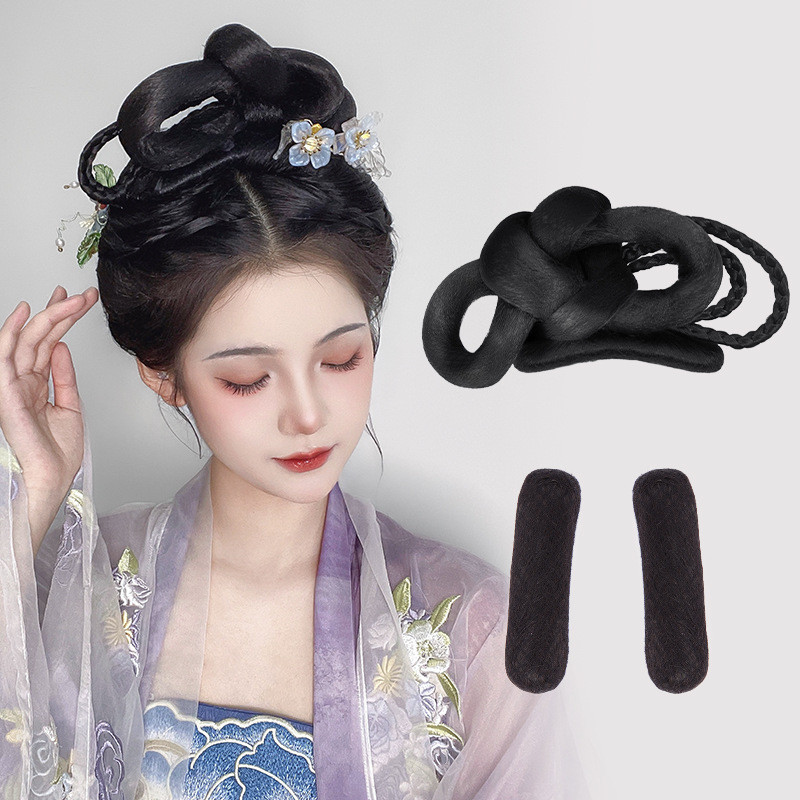 汉服发饰古装一体式全发丝假发包古风影视剧同款雪宁发髻盘发头饰