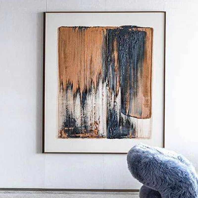 客厅装饰画现代轻奢别墅壁画餐厅挂画纯手绘抽象玄关过道油画肌理图片