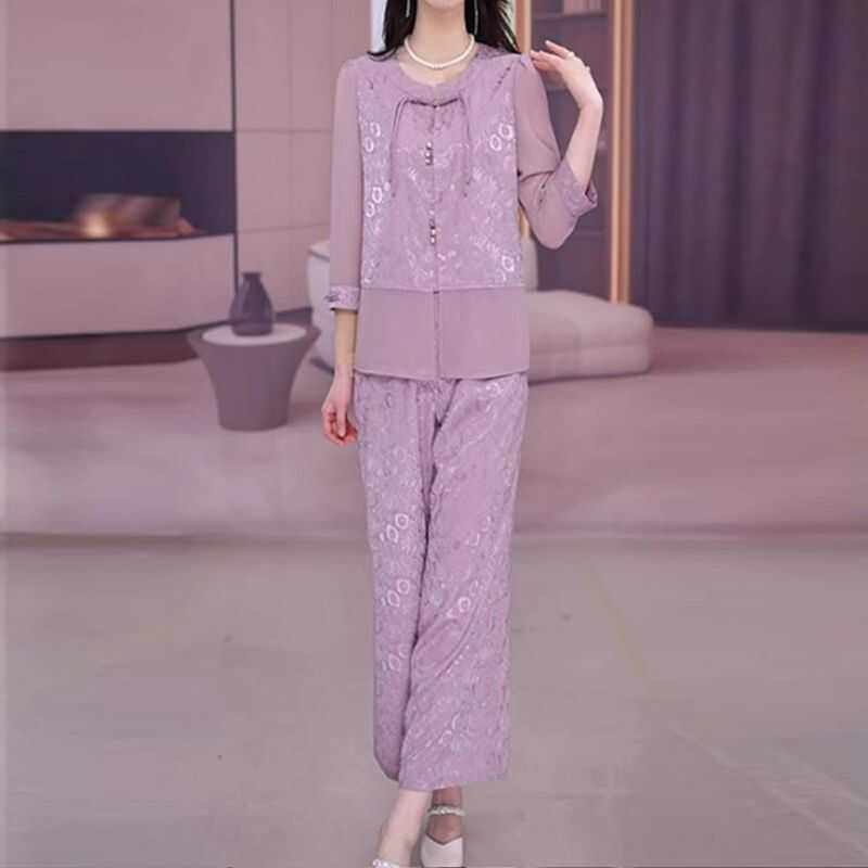 新中式国风套装女2025夏季新款端庄大气时尚减龄中年妈妈装两件套,女装/女士精品,时尚套装,淘宝优惠券,粉丝福利购,淘宝优惠卷