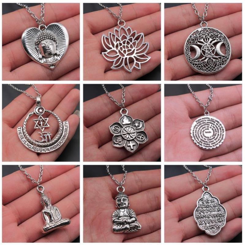 Religion Jewelry Buddhism Buddha Pendant Necklace Om Yoga Sy