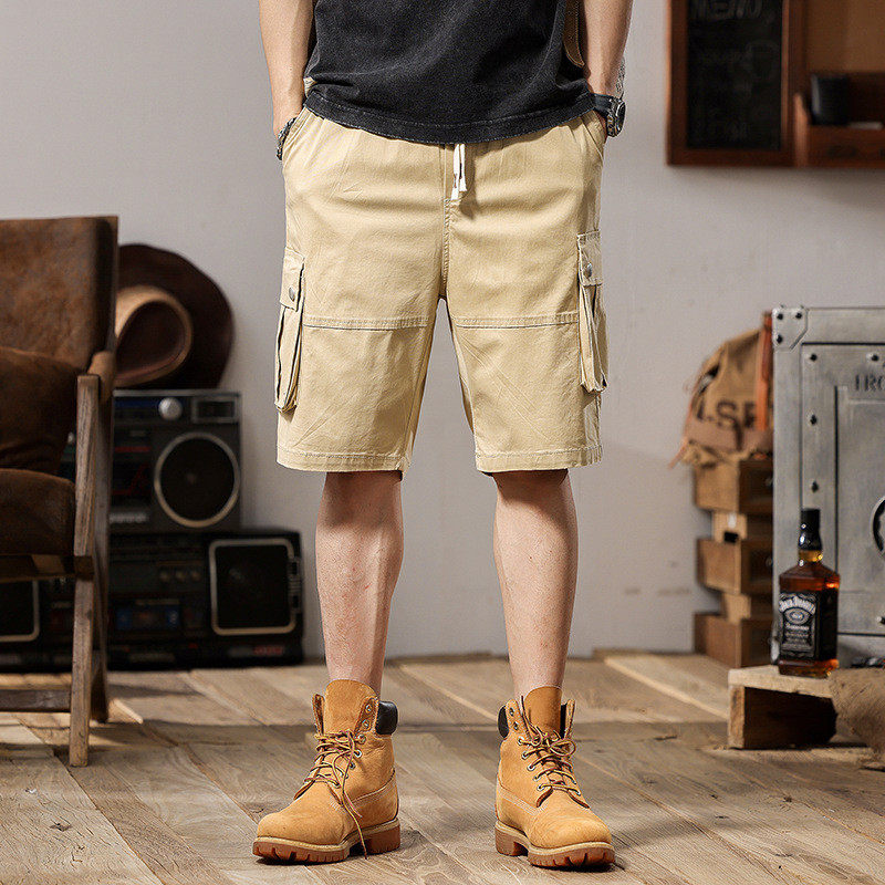 2025夏季美式工装男士纯棉宽松休闲加大码潮流多口袋抽绳五分,男装,大码下装,淘宝优惠券,粉丝福利购,淘宝优惠卷