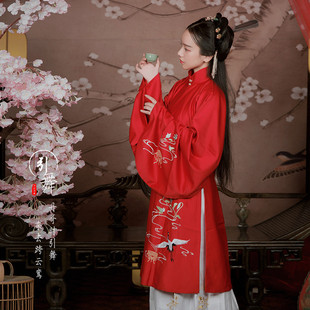 烛颜 河汉涓埃引舞斜襟袄红色长袄婚服