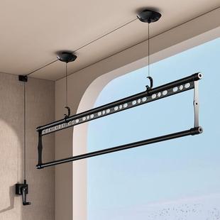 杆晾衣架升降手摇器排晾衣杆阳台顶装根式小晒衣架杠轩卢