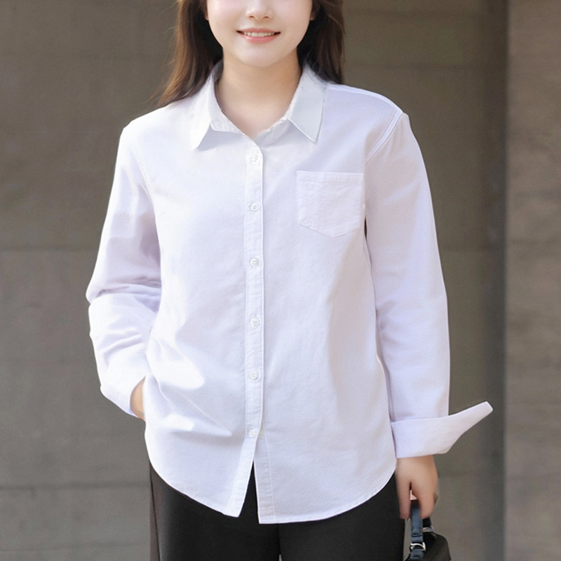 加大码白衬衫女胖mm长袖200斤春秋装职业正装宽松胖妹妹打底衬衣