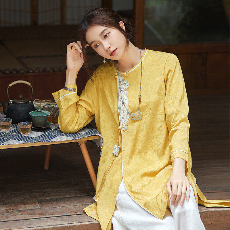 远镇新中式衬衫春秋款长袖中国风流苏宽松刺绣花中式茶服,女装/女士精品,衬衫,淘宝优惠券,粉丝福利购,淘宝优惠卷