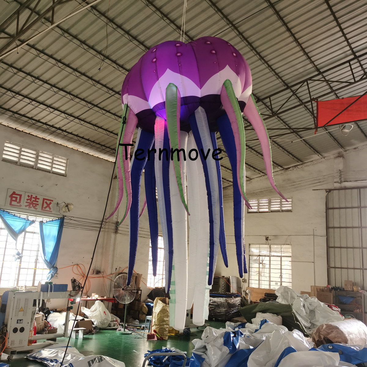 充气八爪鱼水母气模发光章鱼触角悬挂海洋动物模型美陈装饰定制