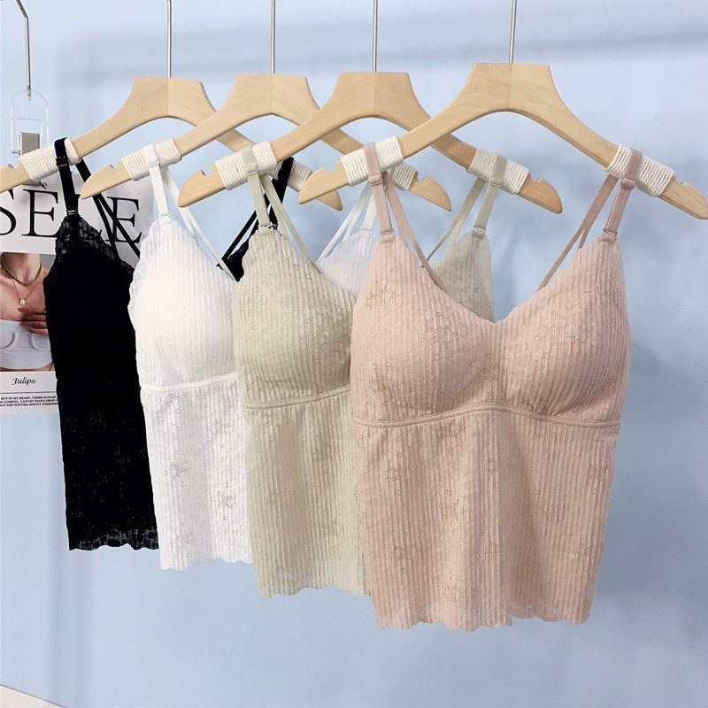 韩版春夏百褶蕾丝美背女新款一体杯带胸垫打底内搭裹胸,女装/女士精品,背心吊带,淘宝优惠券,粉丝福利购,淘宝优惠卷