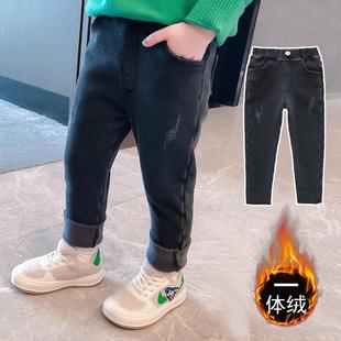 男童加绒冬款3女宝宝紧身4弹力小脚裤5黑色小童2岁