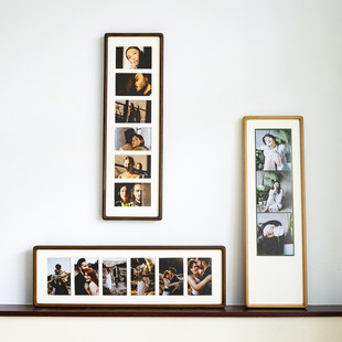 长条实木榫卯多张组情侣带照片六联相框摆台来图定做