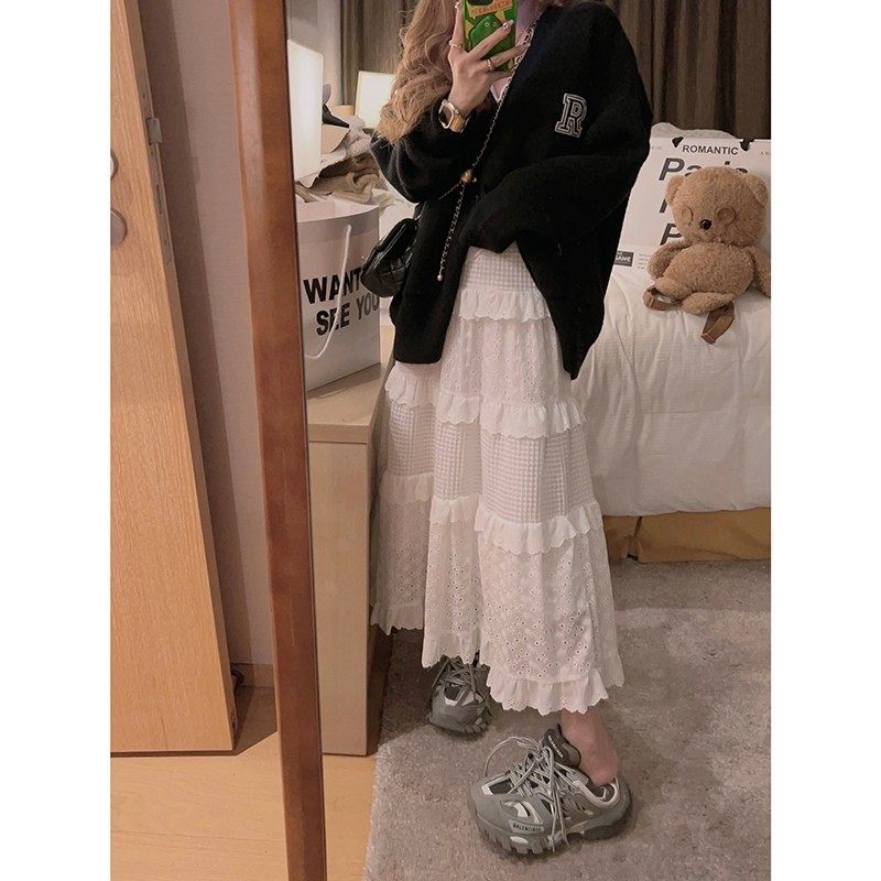 白色蕾丝拼接女夏季薄款胖妹妹mm梨形身材遮肉显瘦蛋糕,女装/女士精品,大码半身裙,淘宝优惠券,粉丝福利购,淘宝优惠卷