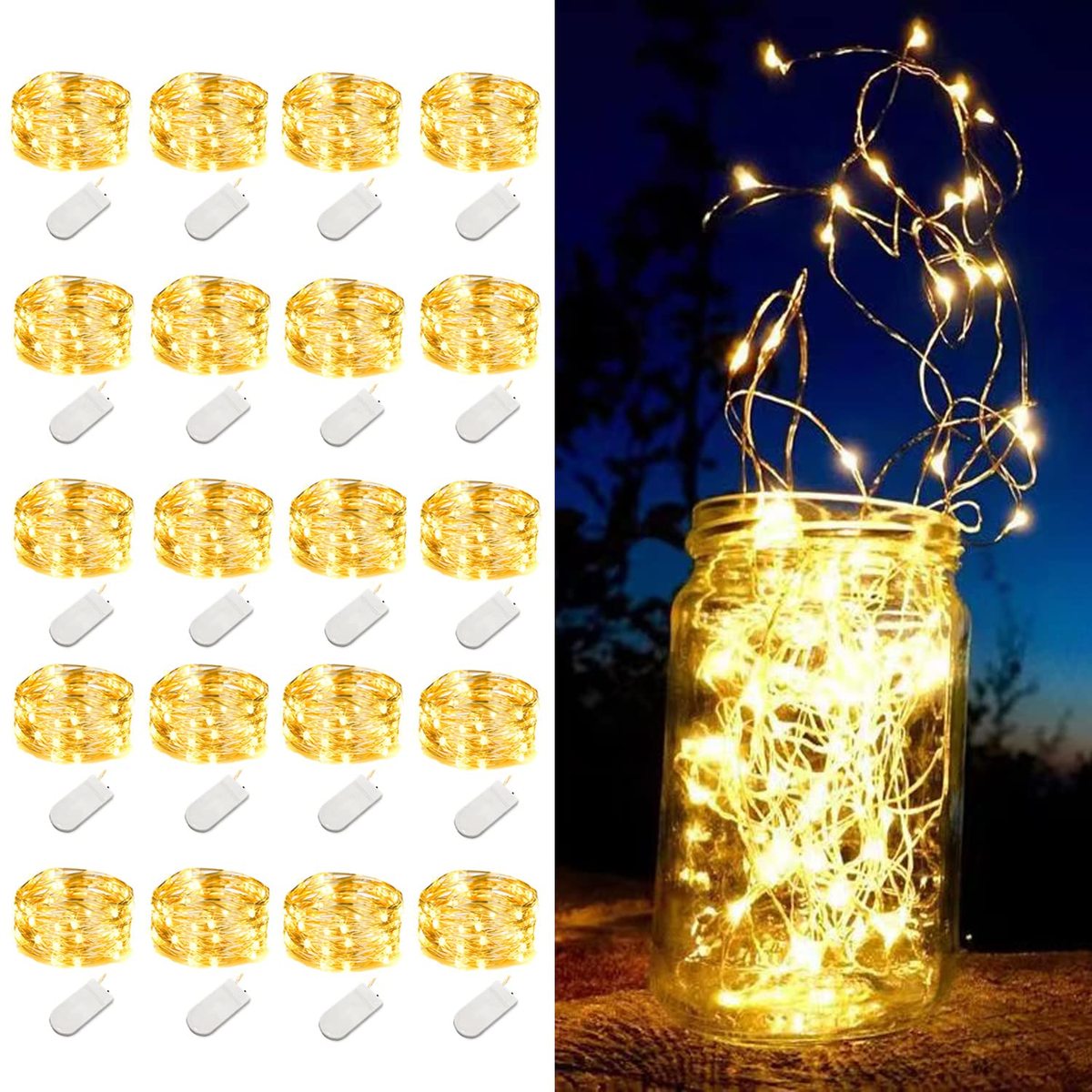 40/20/10Pcs 20 Led Fairy Lights Battery Operated String Ligh