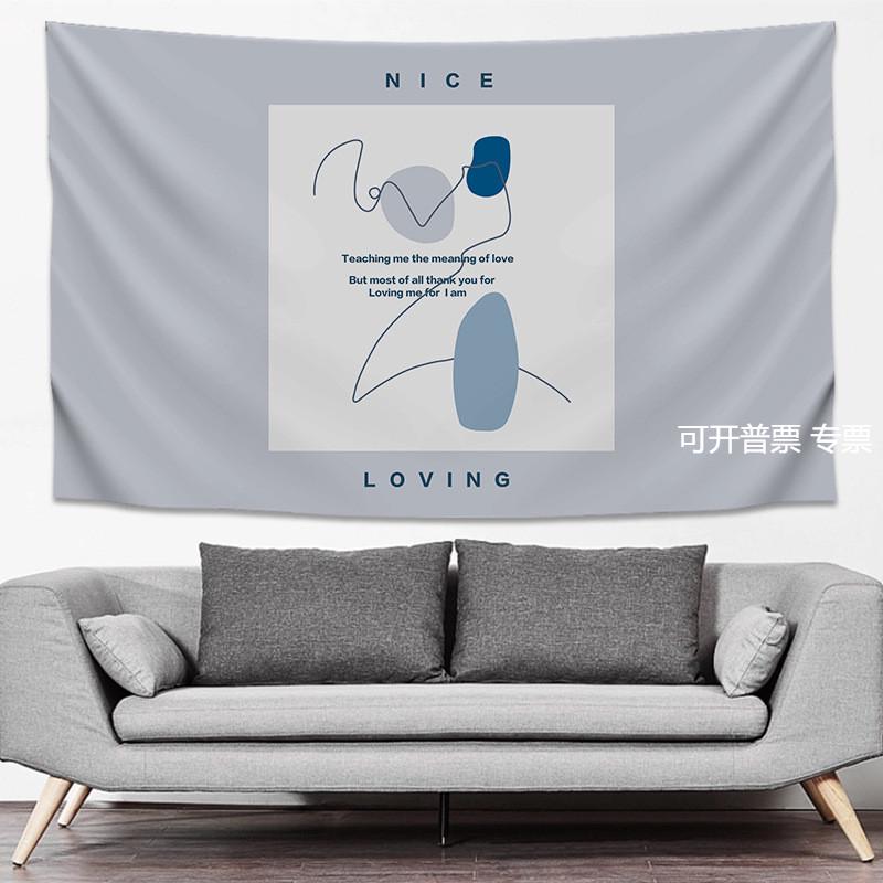 北欧莫兰迪艺术现代挂布挂毯卧室床头墙壁装饰挂画直播背景布艺图片