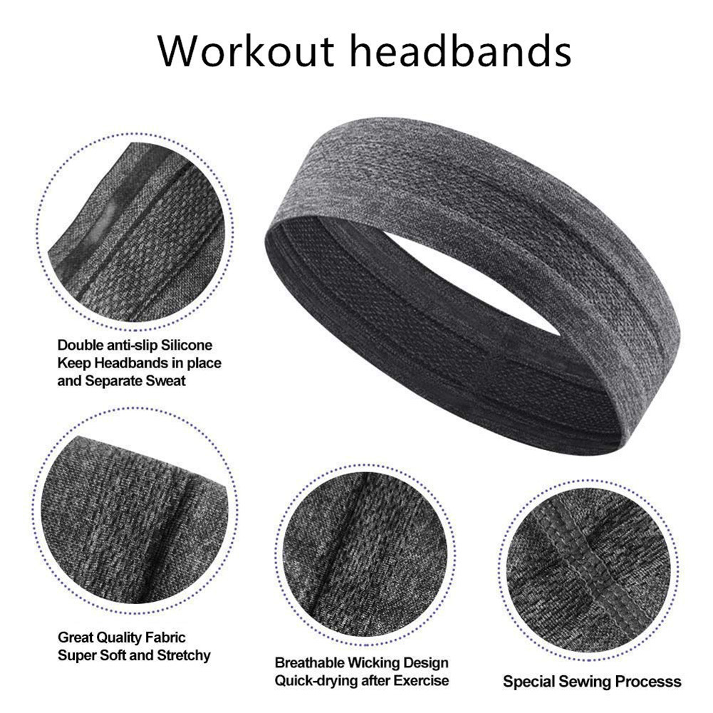 Elastic Sweatband Basketball Sports Headband Women Men Gym F