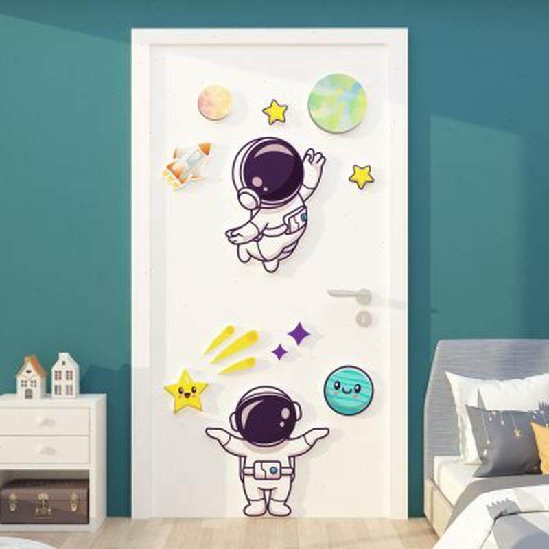太空人卧室门贴画儿童小房间布置女男孩背景墙面装饰网红改造用品,家居饰品,文化墙贴,淘宝优惠券,粉丝福利购,淘宝优惠卷