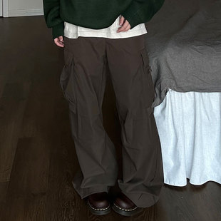 一碗士多 美拉德日系休闲时髦多口袋显高长裤阔腿中腰工装裤