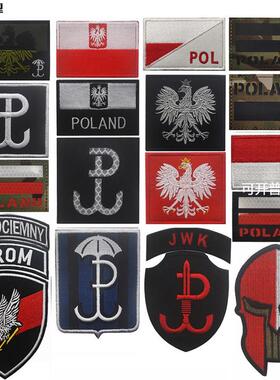 泰沣速卖通货源现货波兰鹰刺绣布贴魔术贴徽章POLAND 反光士气章