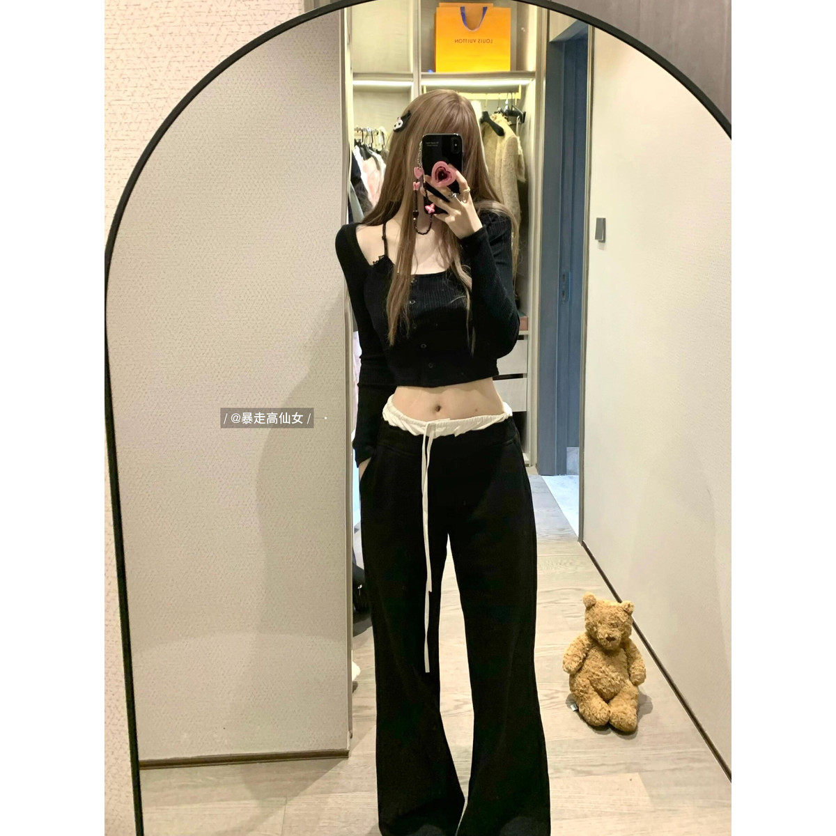 175高个子加长180秋季美式阔腿女垂感拼接宽松休闲拖地裤,女装/女士精品,休闲裤,淘宝优惠券,粉丝福利购,淘宝优惠卷