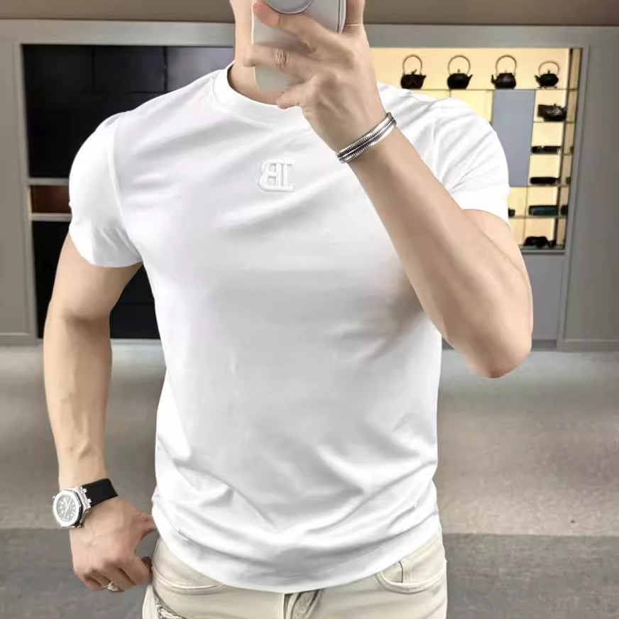 春夏款男士打底衫简约圆领莫代尔短袖T恤衫纯色百搭时尚半袖男装