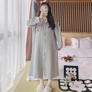 秋冬款待产裙孕妇带胸垫大码空气棉月子服春秋季产后哺乳睡衣住院