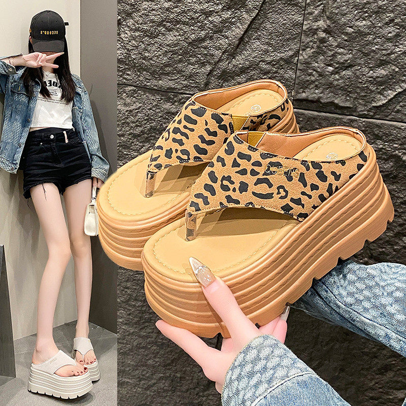 豹纹高跟人字拖鞋女2025新款夏天外穿夹脚厚底半拖鞋高级感凉拖鞋,女鞋,人字拖,淘宝优惠券,粉丝福利购,淘宝优惠卷