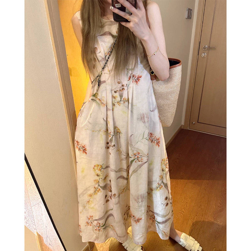 植物印染苎麻女2024款宽松无袖设计感显瘦中子,女装/女士精品,连衣裙,淘宝优惠券,粉丝福利购,淘宝优惠卷
