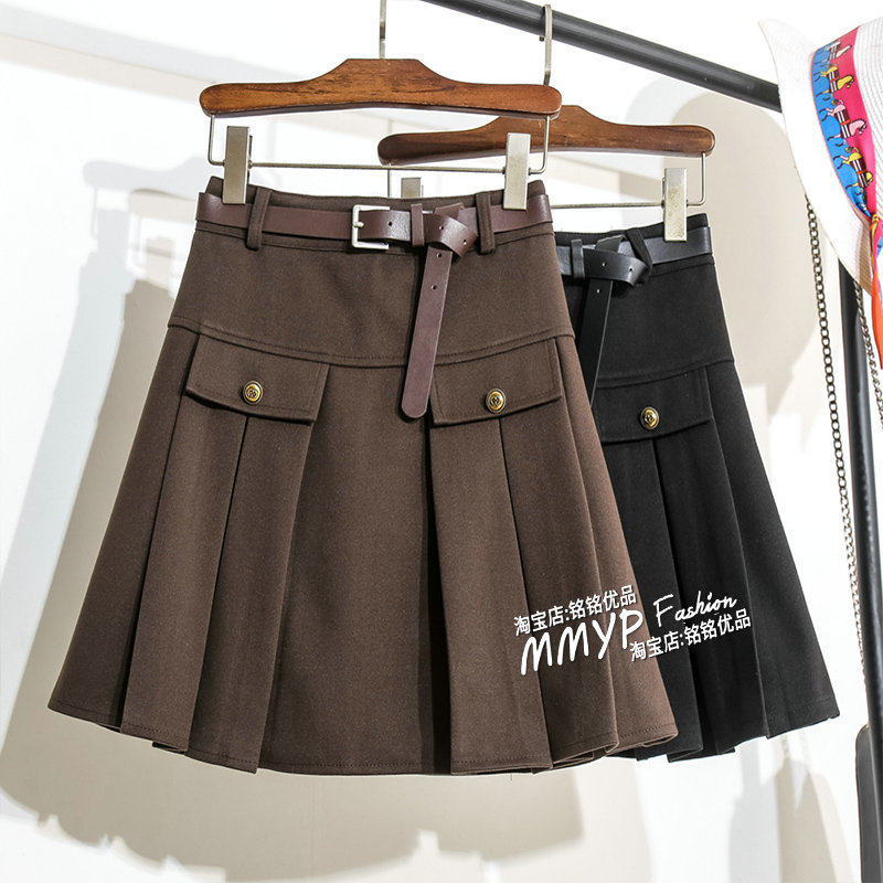 秋款毛呢A字百褶裙女秋冬新款小个子短款黑色,女装/女士精品,半身裙,淘宝优惠券,粉丝福利购,淘宝优惠卷