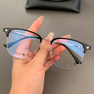 麦克心罗心眼镜框架新品纯钛超轻大框大脸型眉毛架男女近视镜