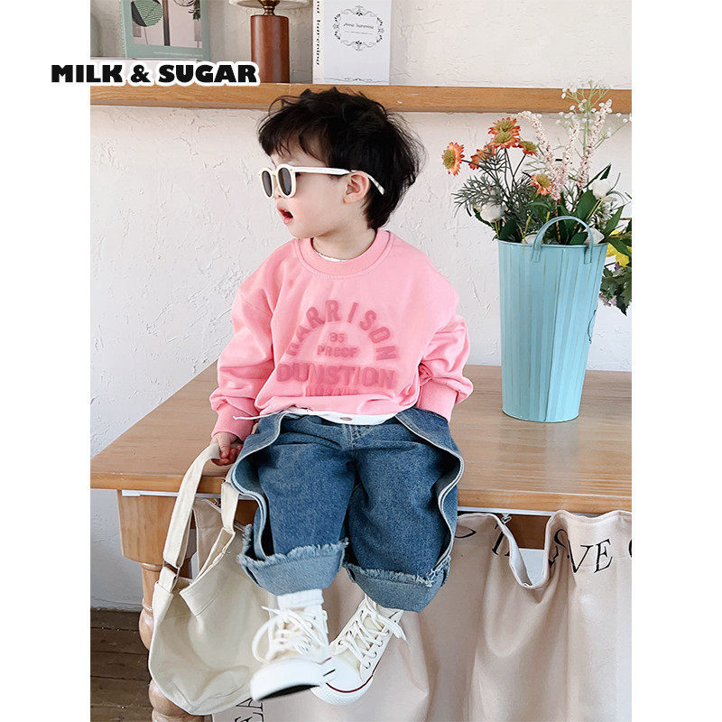 宝宝粉色字母春秋季新品韩版男童奶系洋气儿童套头衫潮酷,童装/婴儿装/亲子装,卫衣/绒衫,淘宝优惠券,粉丝福利购,淘宝优惠卷