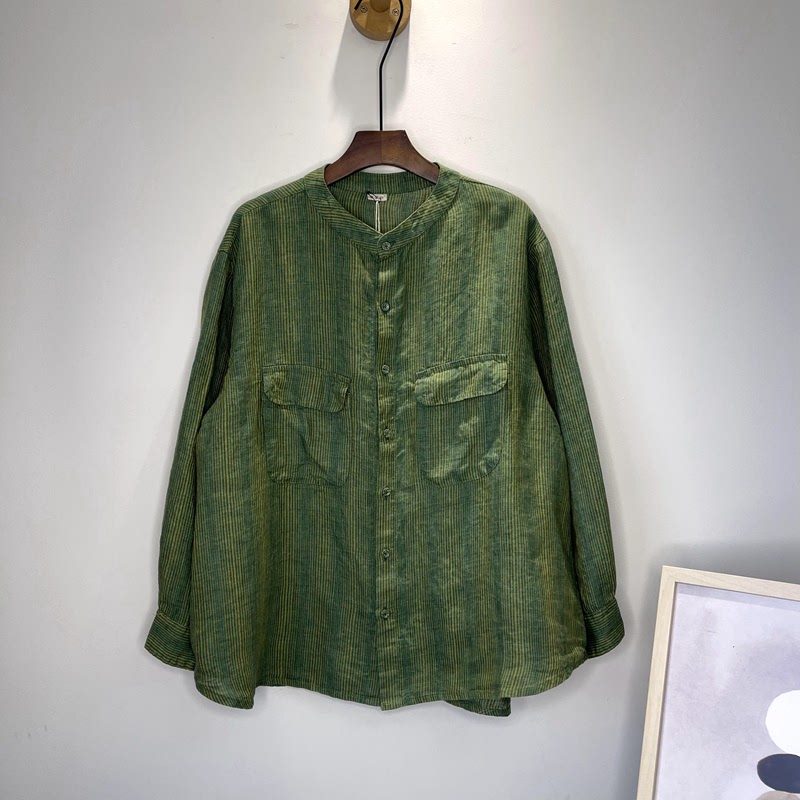 雪蓝杉2025春新品色织汉亚麻做旧轻气质衬衫衬衣女,女装/女士精品,常规大码外套,淘宝优惠券,粉丝福利购,淘宝优惠卷