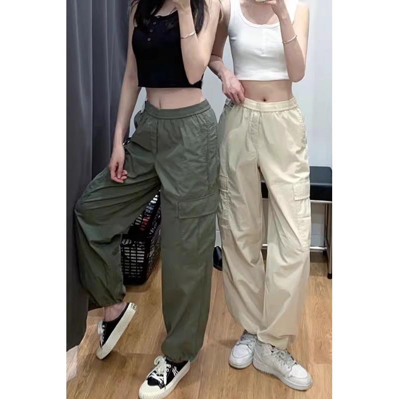 日单2023夏季休闲工装裤抽绳收脚口大口袋宽松阔腿裤女456106