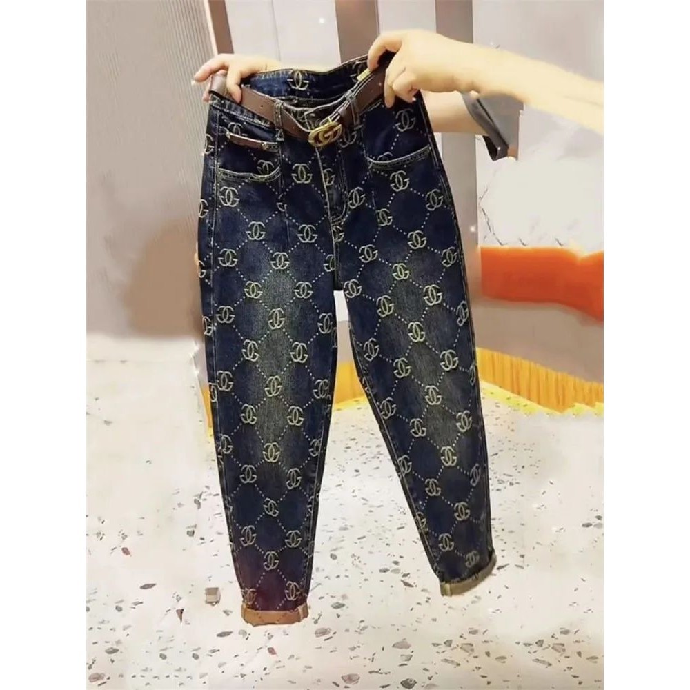 Jeans for women spring autumn new high waist loose fit slim