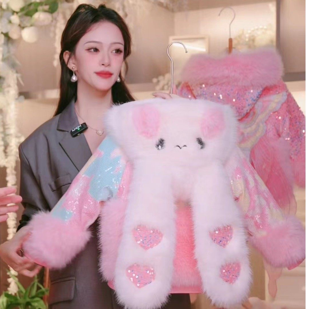 拜年服皮草冬季儿童新款加绒加厚兔耳朵一件过冬网红棉袄,童装/婴儿装/亲子装,皮草/仿皮草,淘宝优惠券,粉丝福利购,淘宝优惠卷