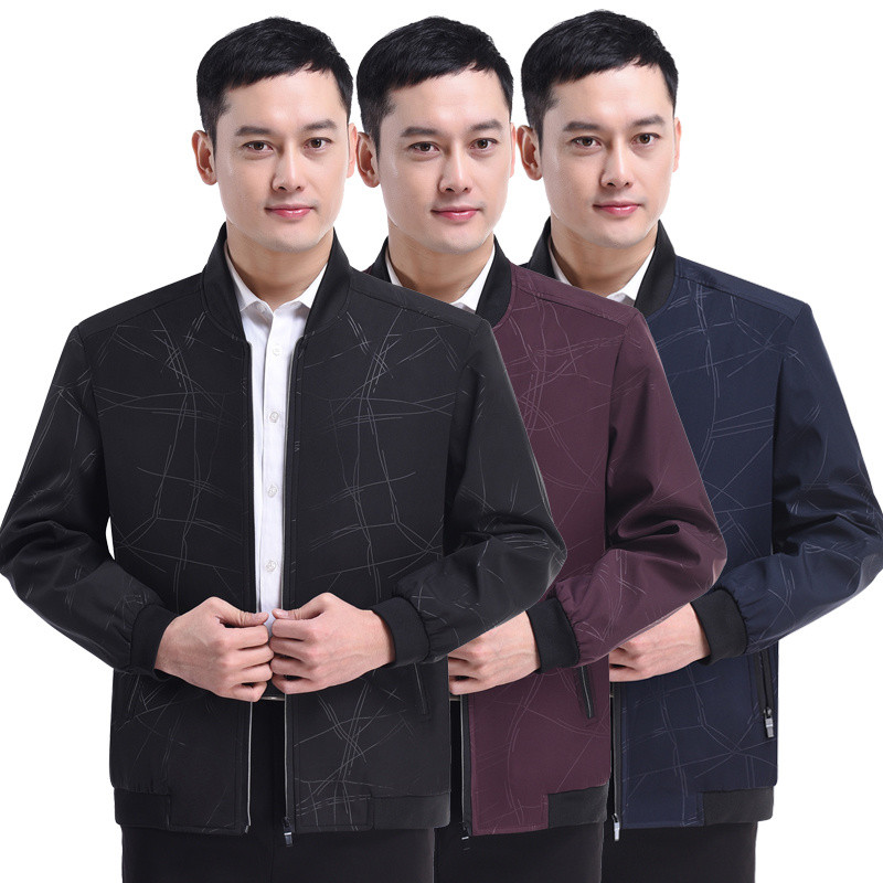 中年男士商务棒球领春秋季薄款爸爸春装中老年人休闲