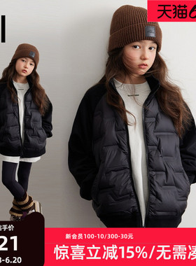 ei儿童轻薄款羽绒服初冬新款时尚拼接款保暖亲子装
